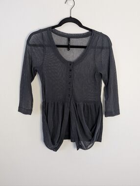 Porto San Fransisco Mesh Draped Top Size 1/S Lagenlook